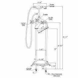 AKDY 3-Handle Freestanding Claw Foot Tub Filler with Telephone Hand Shower, Chrome thumbnail 8