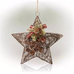 Alpine Corporation 20 in. Rustic Pinecone Christmas Star Hanging Decor thumbnail 7