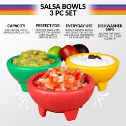 Taco Tuesday 3-Piece Plastic Salsa Bowl Set - 8 fl. oz. Assorted Colors thumbnail 4