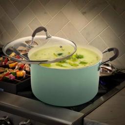 Oster Carrick 6 Qt. Round Aluminum Nonstick Dutch Oven with Glass Lid, Mint thumbnail 3