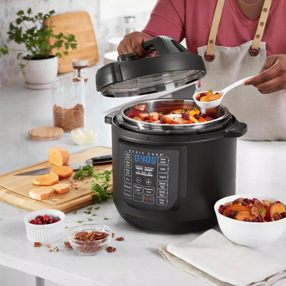 Magic Chef 9-in-1 6 Qt. Matte Black Electric Multi-Cooker with Stainless Steel Interior