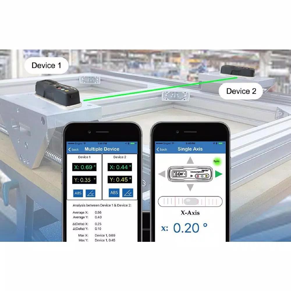 Digi-Pas DWL1300XY 6 in. 2-Axis Smart Machinist Digital Level, Bluetooth, NIST-Traceable