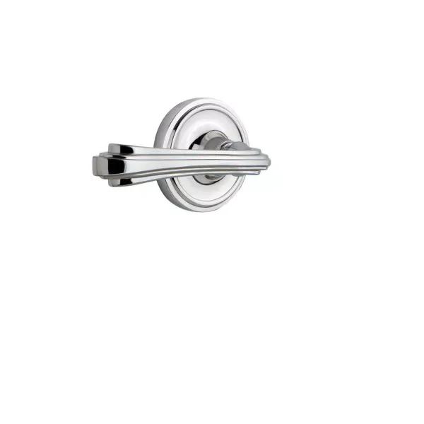 Nostalgic Warehouse Fleur Privacy Door Lever, Classic Rose Rosette, Bright Chrome