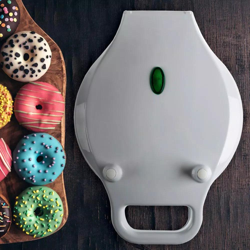 Chef Buddy 750W Mini Donut Maker, Nonstick Electric Dessert Specialty Appliance, White
