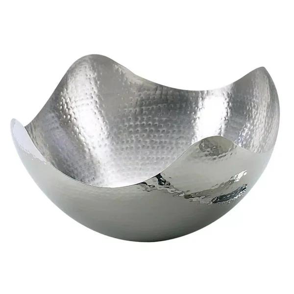 Elegance 10 in. Hammered Stainless Steel Wave Design Serving Bowl