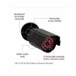 Defiant Black Imitation Security Camera - Wireless Fake Surveillance Camera for Indoor and Outdoor Use thumbnail 2