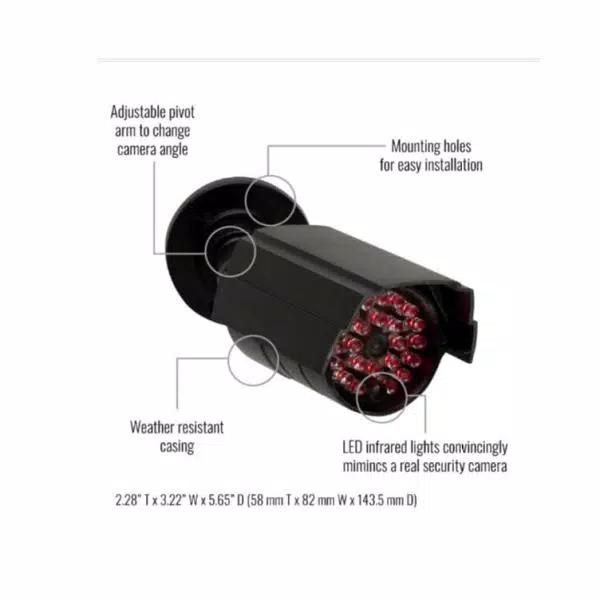 Defiant Black Imitation Security Camera - Wireless Fake Surveillance Camera for Indoor and Outdoor Use
