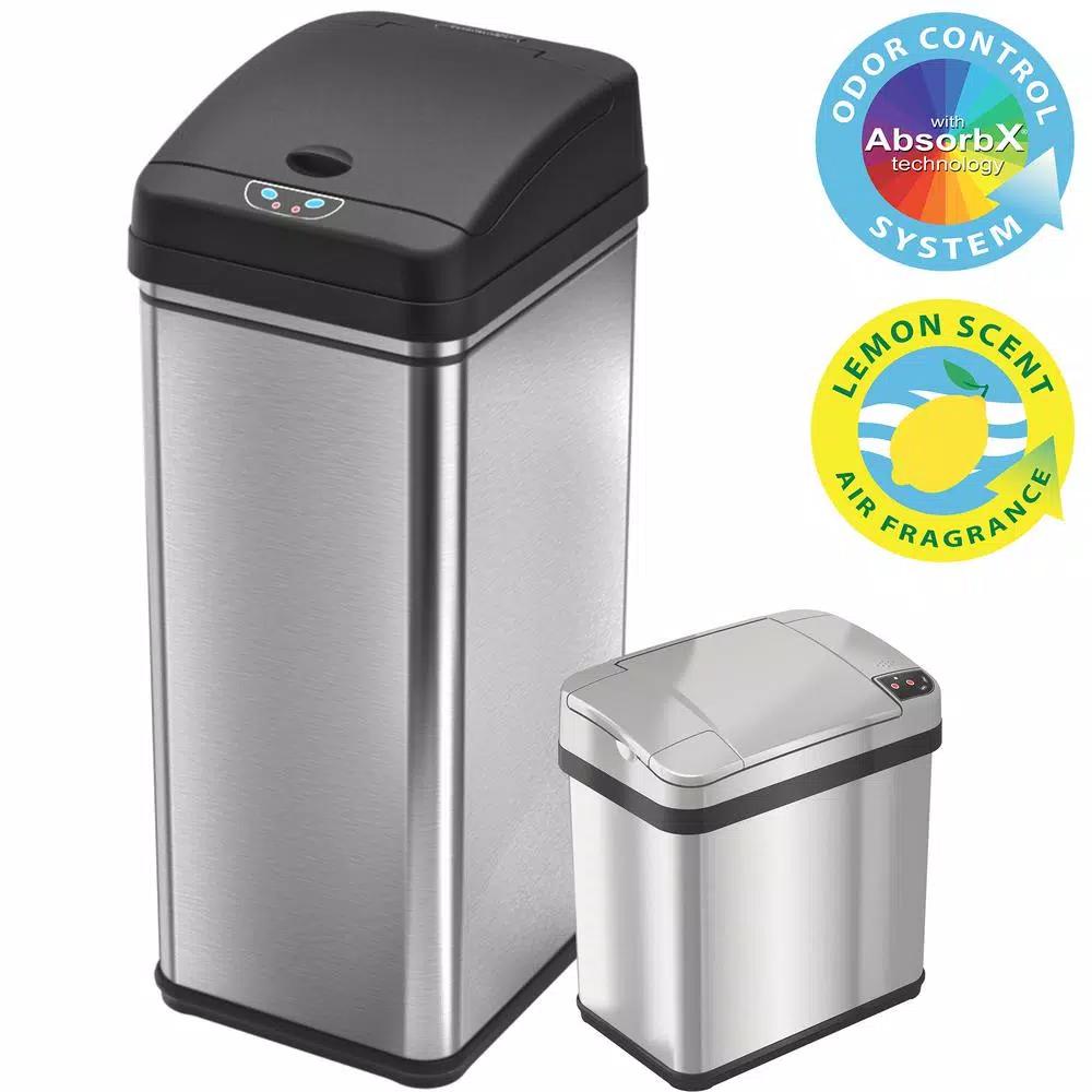 iTouchless Automatic Sensor Trash Can Combo Set, 13 Gal. & 2.5 Gal. Stainless Steel