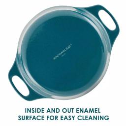 Rachael Ray 4 qt. Cast Iron Casserole Dish with 10 in. Griddle Lid, Teal Shimmer thumbnail 2