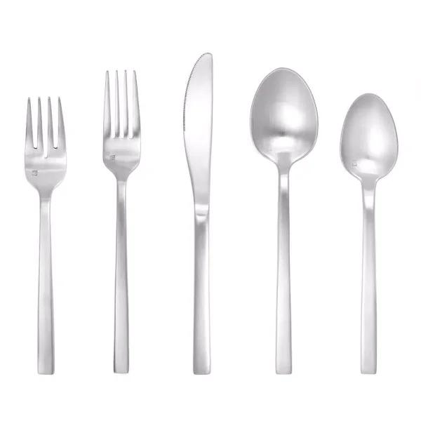 Fortessa Arezzo 5-Piece 18/10 Stainless Steel Brushed Flatware Place Setting