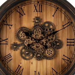 Glitzhome 27.76 in. Vintage Industrial Oversized Wall Clock with Moving Gears and Roman Numerals thumbnail 3