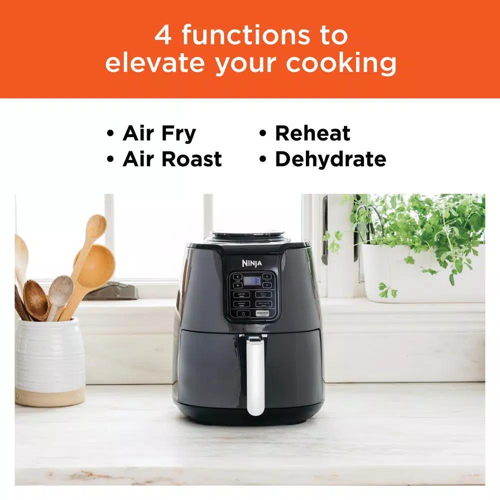 Ninja 4 Qt. Air Fryer, Black and Gray Electric Countertop Fryer with Recipe Book