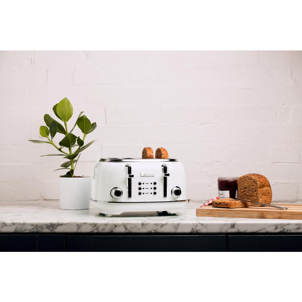 Haden Heritage 4-Slice Retro Wide Slot Toaster, 1500W, White