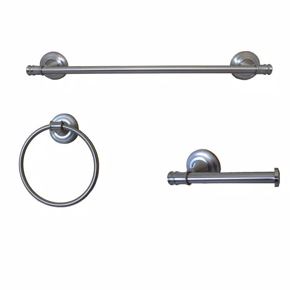 ARISTA Edgerton Collection 3-Piece Bathroom Hardware Set, Satin Nickel