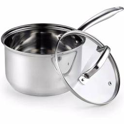 Cook N Home 3 qt. Stainless Steel Saucepan with Tempered Glass Lid thumbnail 4