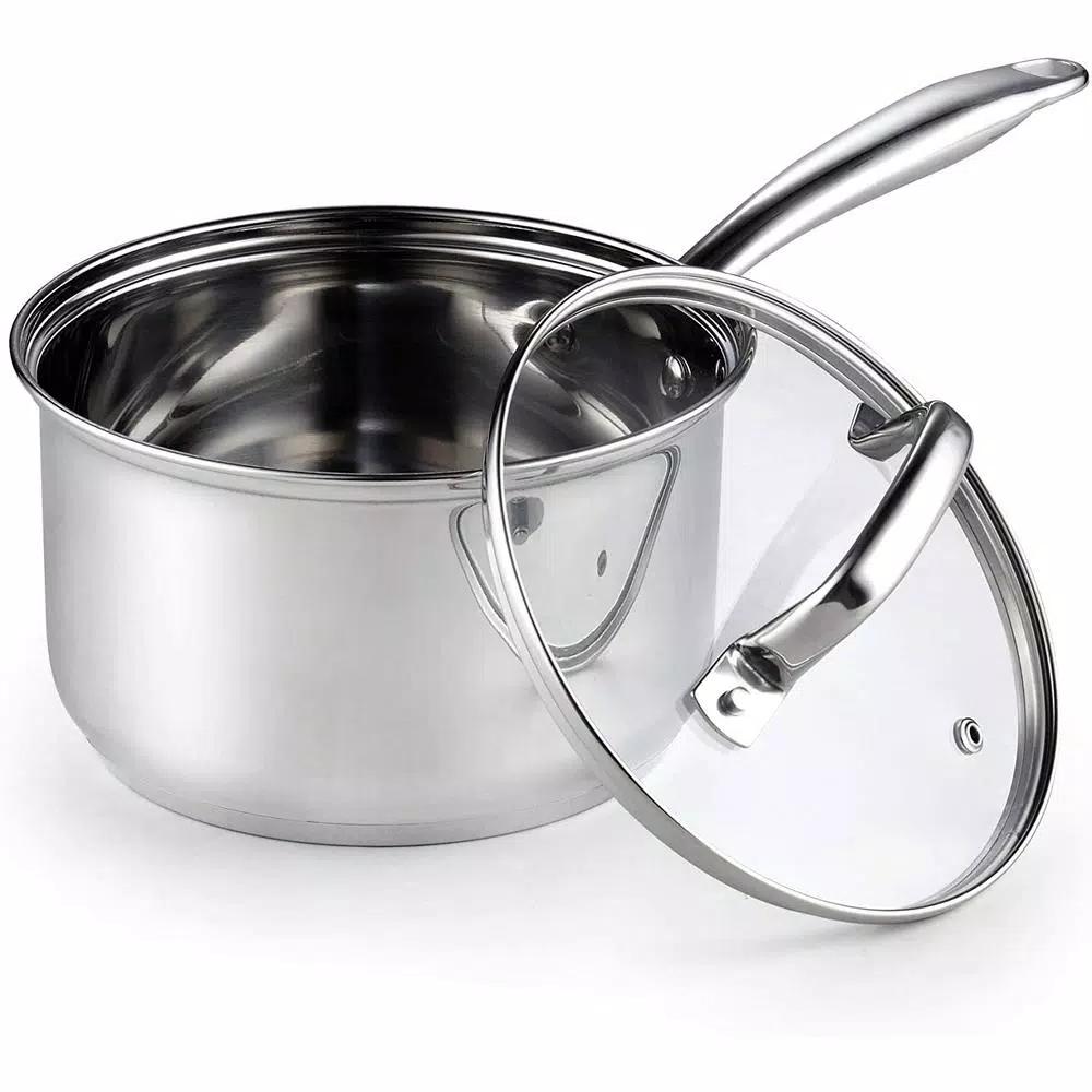 Cook N Home 3 qt. Stainless Steel Saucepan with Tempered Glass Lid