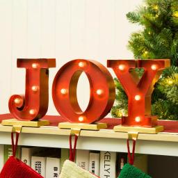 Glitzhome JOY Metal Stocking Holder Set of 3 - Illuminating Holiday Tabletop Decor thumbnail 5