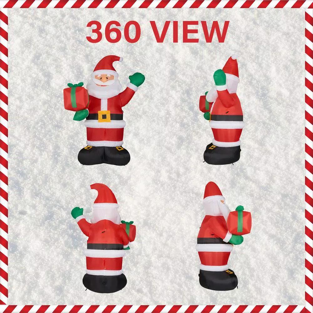 Fraser Hill Farm 10 ft. Santa Claus with Gift Bag Christmas Inflatable with White Lights
