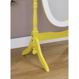 ORE International Modern Canary Yellow and White Oval Wood Tilting Cheval Standing Mirror, 59.25 in. thumbnail 4