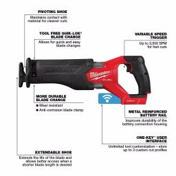 Milwaukee M18 FUEL ONE-KEY 18V Brushless Cordless Reciprocating Saw (Tool-Only) thumbnail 5