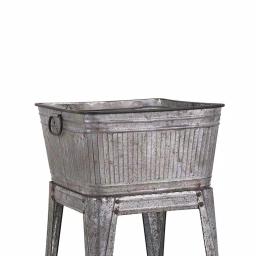 Benzara 32 in. Gray Galvanized Metal Multi-Functional Tub on Stand thumbnail 3