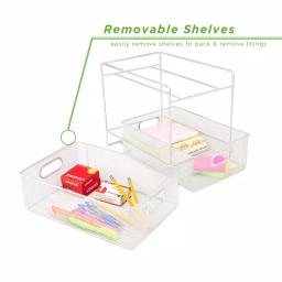 MIND READER 2-Tier Metal Mesh Utensil Caddy & Organizer, White thumbnail 3