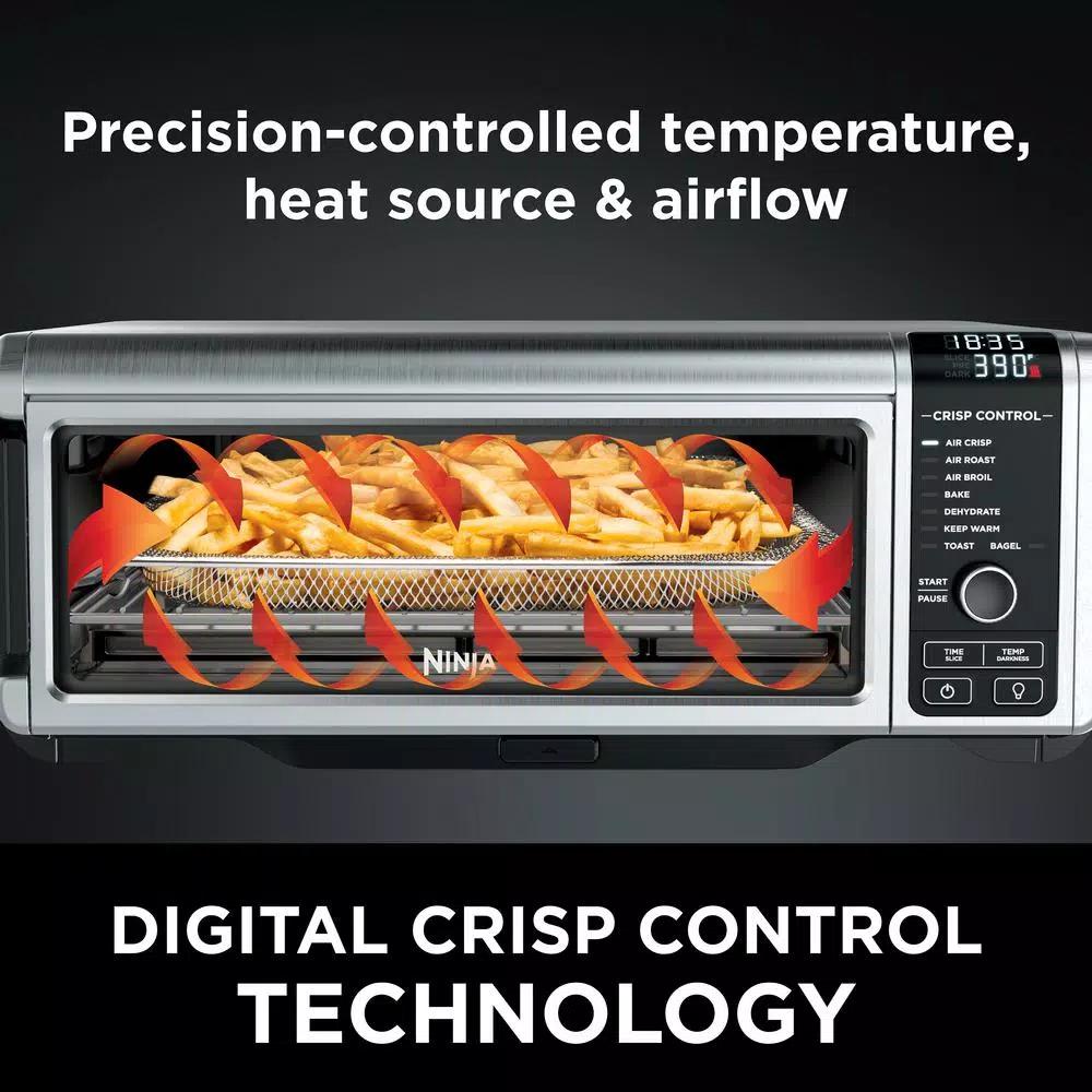Ninja Foodi Digital Air Fry Oven, Stainless Steel Convection Toaster Oven with Flip-Away Storage