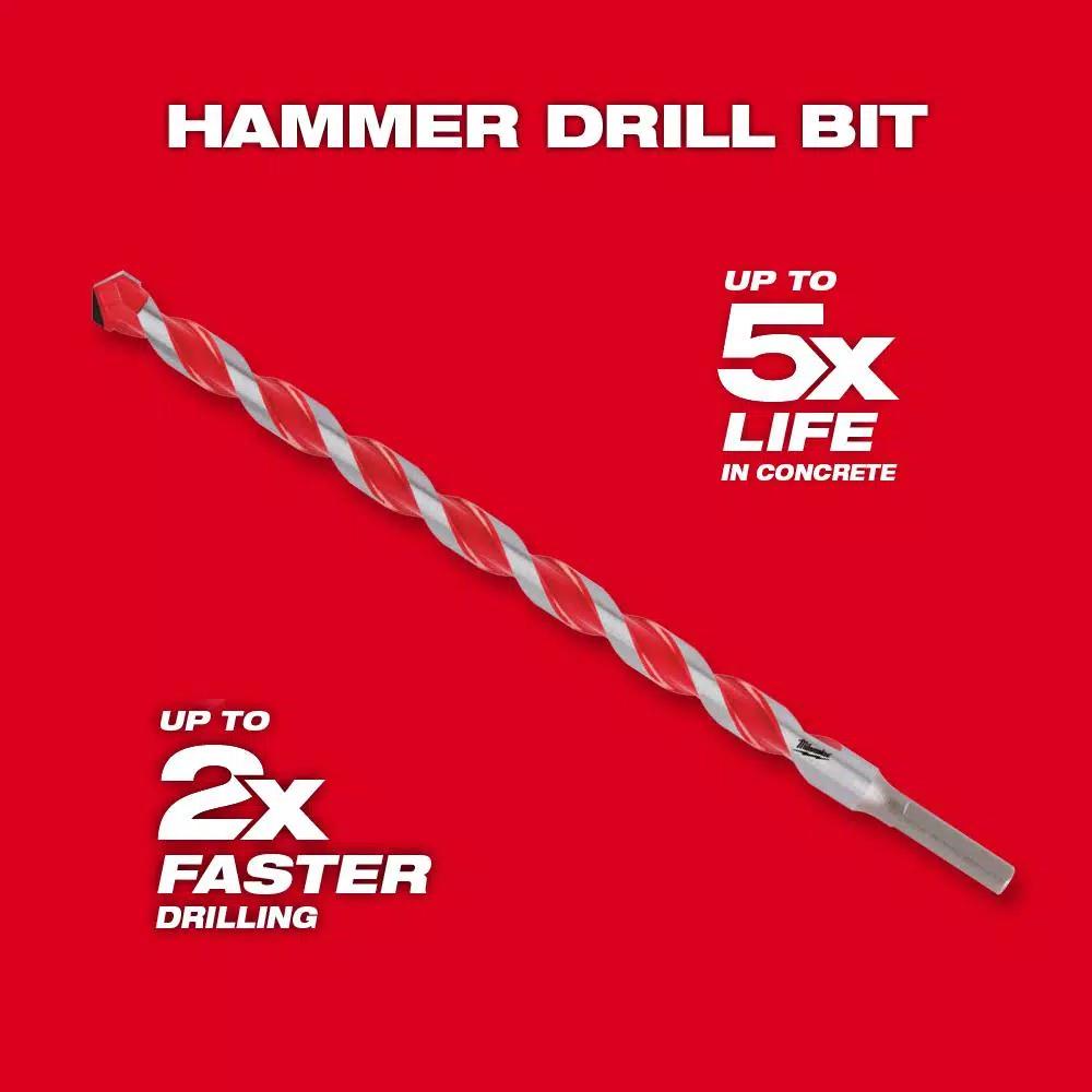 Milwaukee 7/8 in. x 12 in. Carbide Hammer Drill Bit for Concrete, Brick, and Block