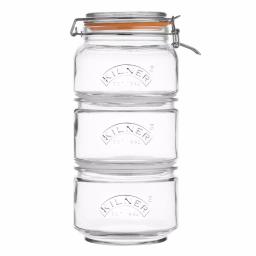 Kilner 4 Piece Stackable Glass Storage Jar Set with Clip Top and Push Top Lids thumbnail 1