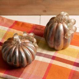 Glitzhome Blue and Gold Glittery Glass Pumpkin Set of 2 - Handmade Indoor Tabletop Decor thumbnail 9