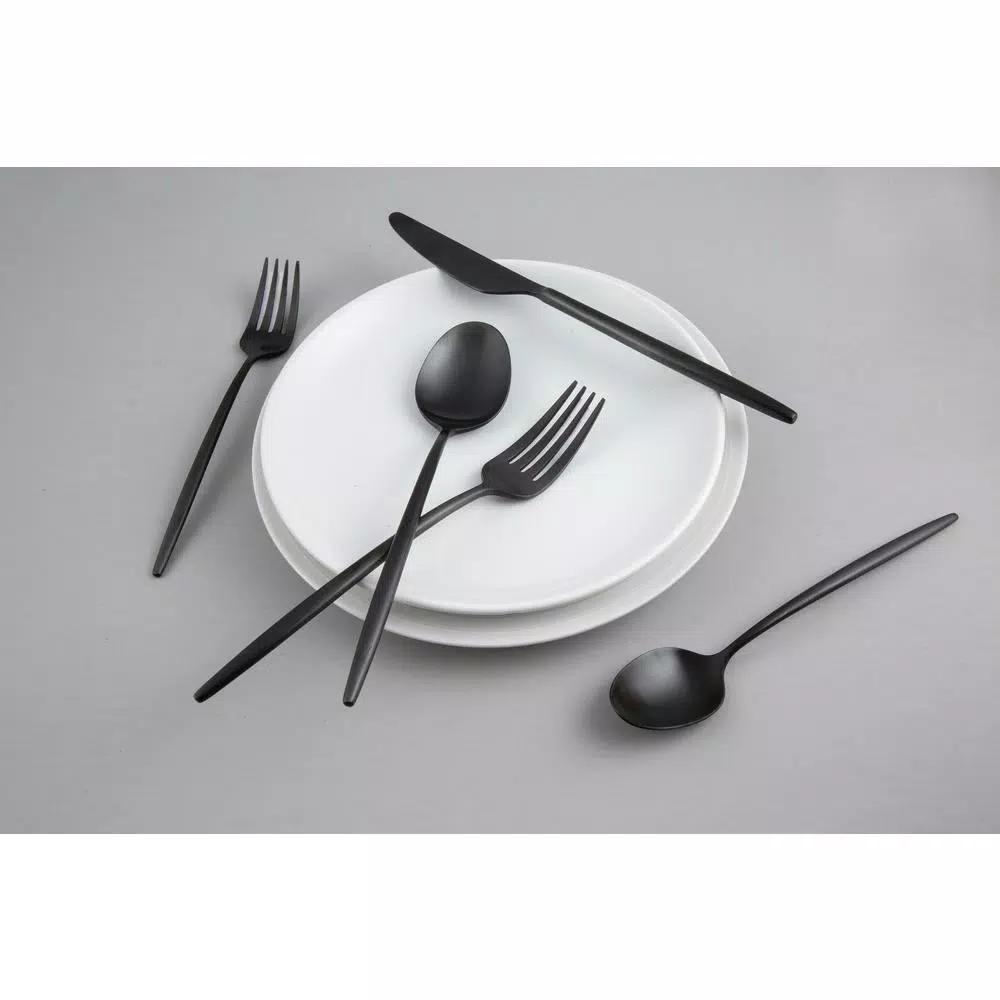 Cambridge Silversmiths Gaze Black Satin 20-Piece Flatware Set, Service for 4