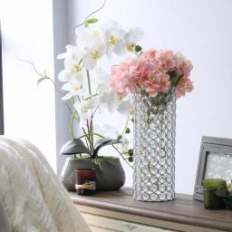 Elegant Designs 11.25 in. Chrome and K5 Crystal Cylinder Decorative Table Vase thumbnail 1