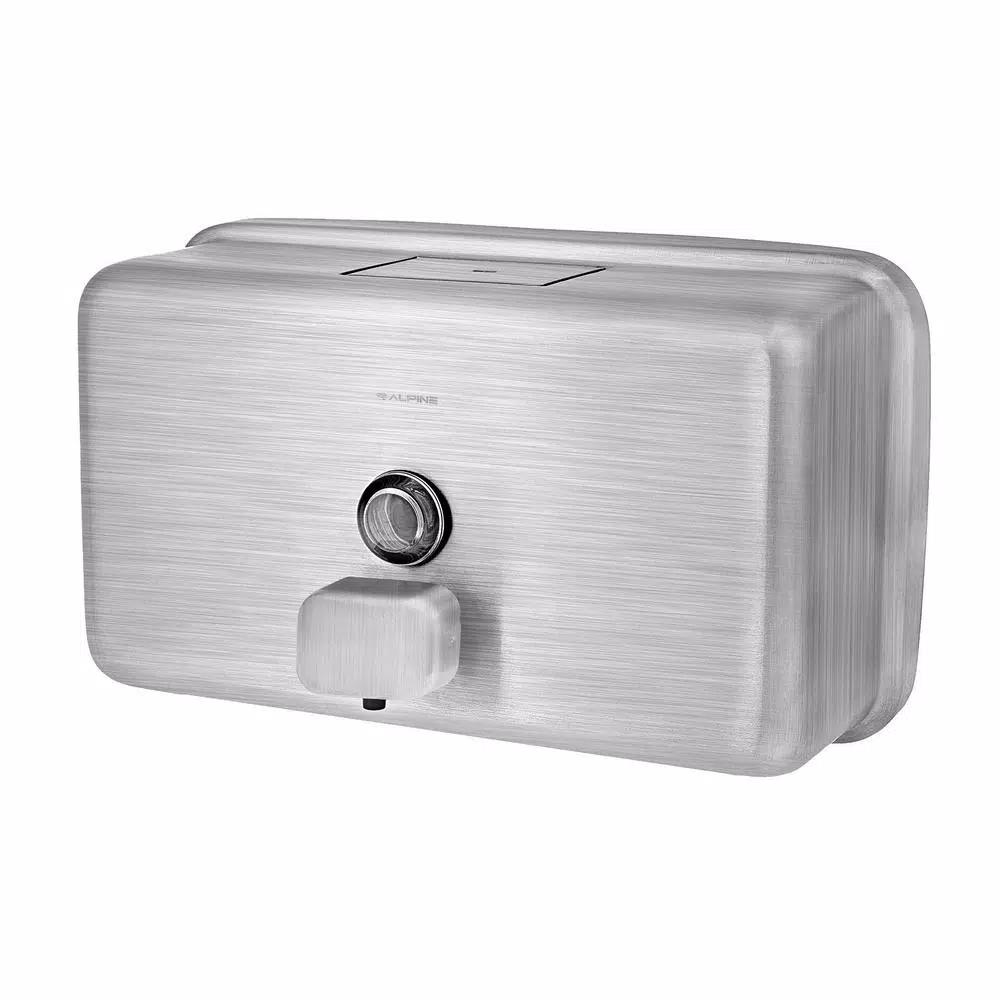 Alpine Industries 1200ml Stainless Steel Manual Liquid Soap Dispenser, Wall-Mounted