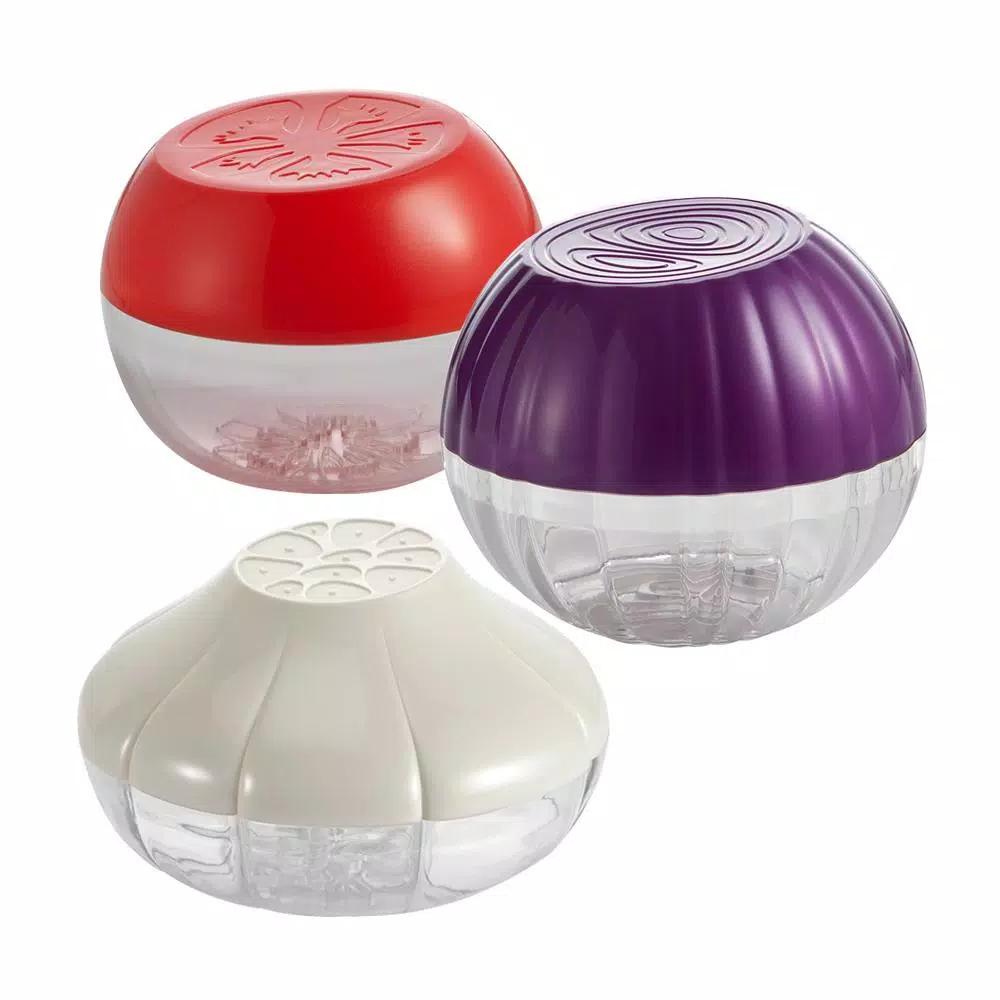 Hutzler Pro-Line 3-Piece Food Saver Set: Onion, Tomato, and Garlic Storage Containers
