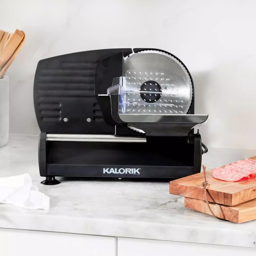 Unbranded Kalorik 200W Professional Food Slicer with 7.5 in. Stainless Steel Serrated Blade, Black