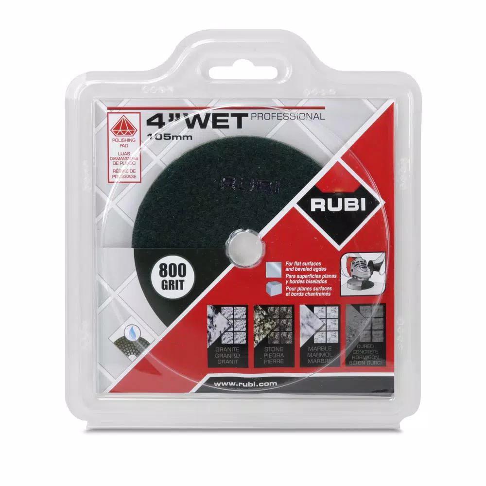 Rubi 4 in. 800 Grit Resin Wet Polishing Pad for Engineered Stone, Marble, and Granite