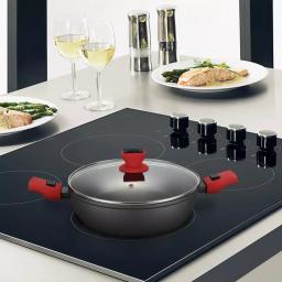 AMERCOOK 10 in. Round 4.5L Nonstick Aluminum Casserole Pan with Glass Lid and Detachable Handles thumbnail 3