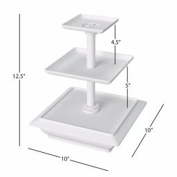 Chef Buddy 3-Tier Collapsible Dessert Stand, Square White Serving Tray Set with Self-Storing Base thumbnail 3