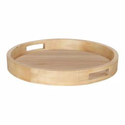 Kate and Laurel Hutton 18.25 in. Round Natural Wood Decorative Tray with Built-in Handles thumbnail 1
