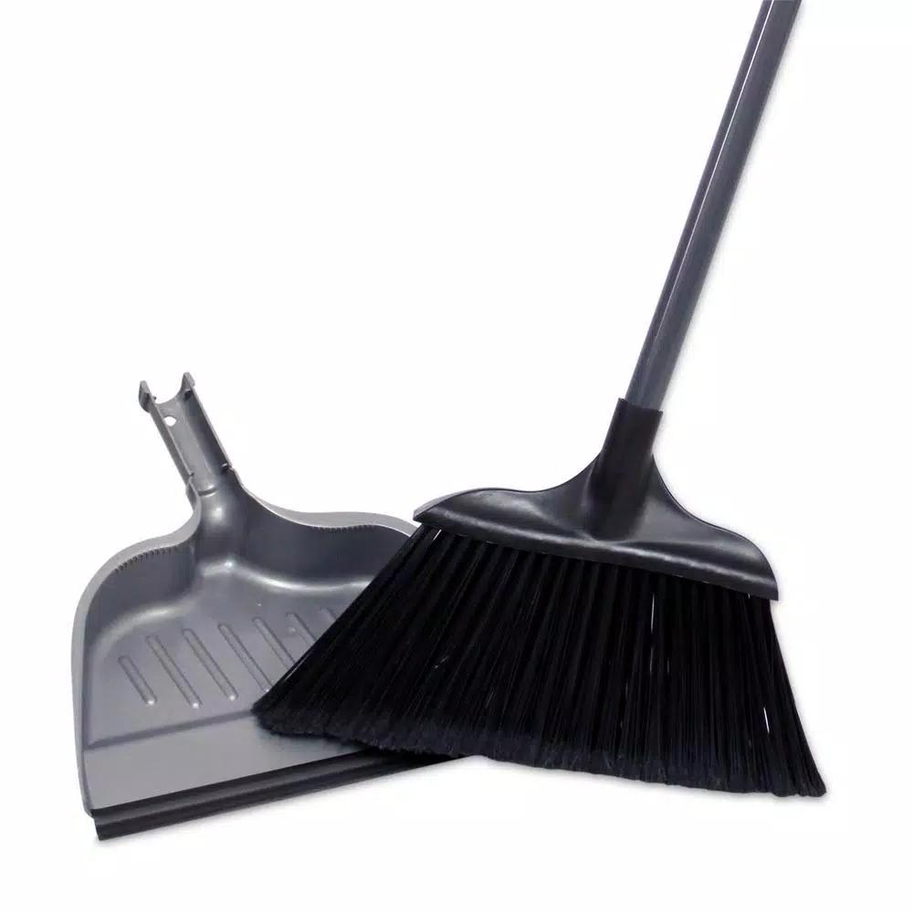 HDX Jumbo 15 in. Angle Broom and Dustpan Set with Steel Handle