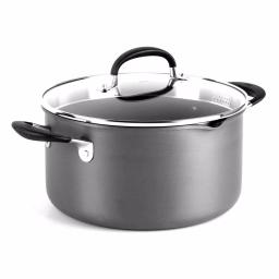 OXO Good Grips 6 qt. Hard-Anodized Aluminum Nonstick Stock Pot with Glass Lid, Gray thumbnail 1