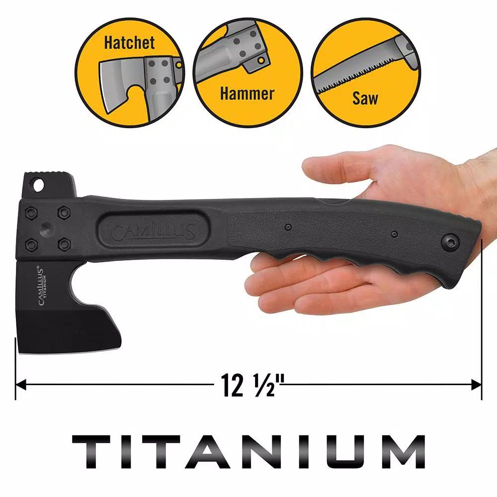 Camillus Camtrax 3-in-1 Hatchet, Folding Saw, and Hammer with Glass Filled Nylon Handle