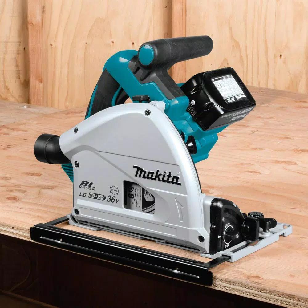 Makita 18V X2 LXT (36V) 6-1/2 in. Brushless Plunge Circular Saw Kit with Guide Rail and Impact Driver