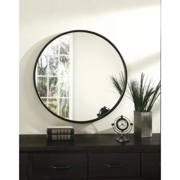 Martin Svensson Home 30 in. Round Oil Rubbed Bronze Metal Frame Accent Mirror