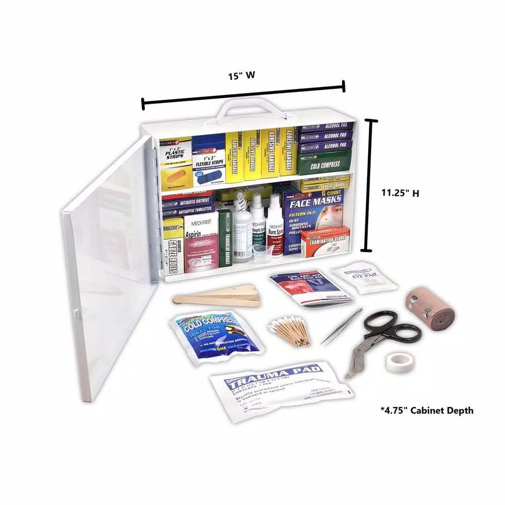 Rapid Care 520-Piece Industrial First Aid Cabinet, 2-Shelf ANSI/OSHA Compliant