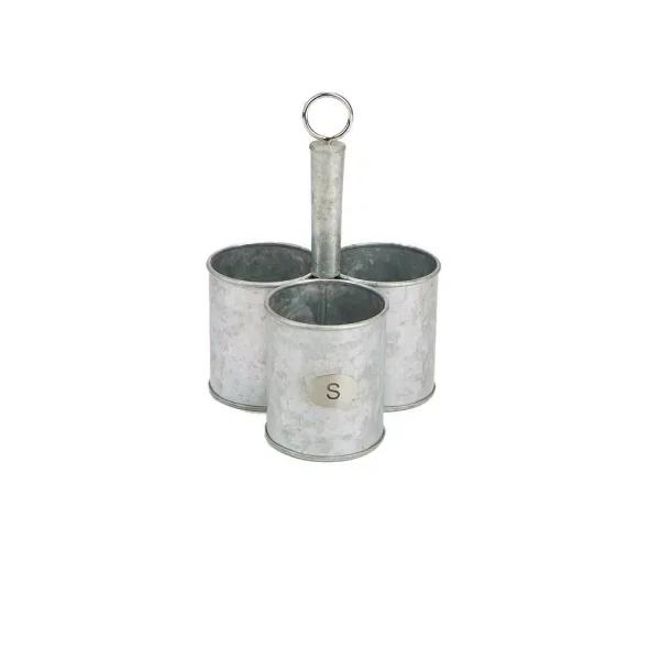 Mind Reader 3-Section Galvanized Metal Utensil Caddy & Silverware Organizer