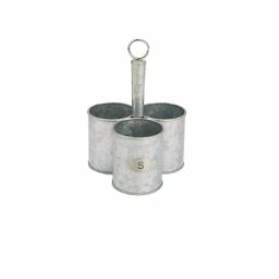 Mind Reader 3-Section Galvanized Metal Utensil Caddy & Silverware Organizer thumbnail 1