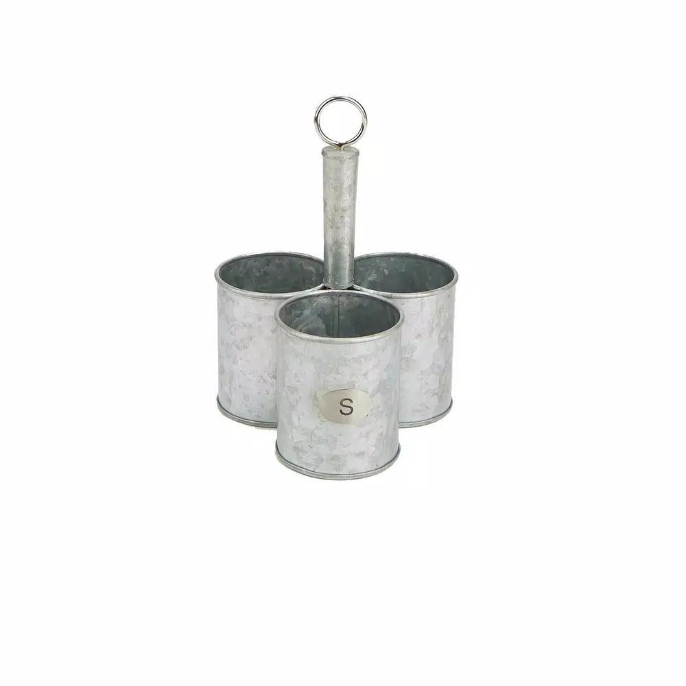 Mind Reader 3-Section Galvanized Metal Utensil Caddy & Silverware Organizer