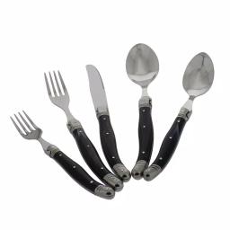 French Home Laguiole 20-Piece Stainless Steel Flatware Set with Black Faux Marble Handles, Service for 4 thumbnail 3