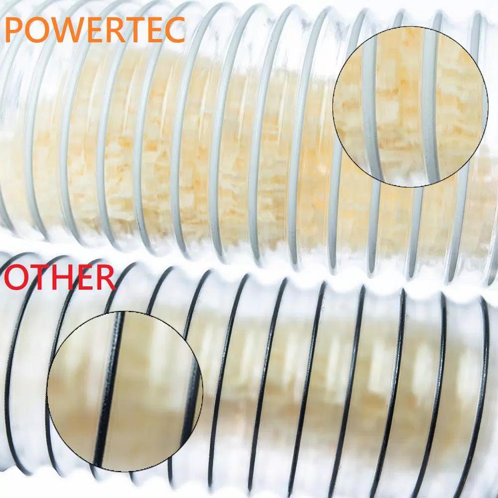 POWERTEC 3 in. x 50 ft. Clear PVC Heavy-Duty Flexible Dust Collection Hose